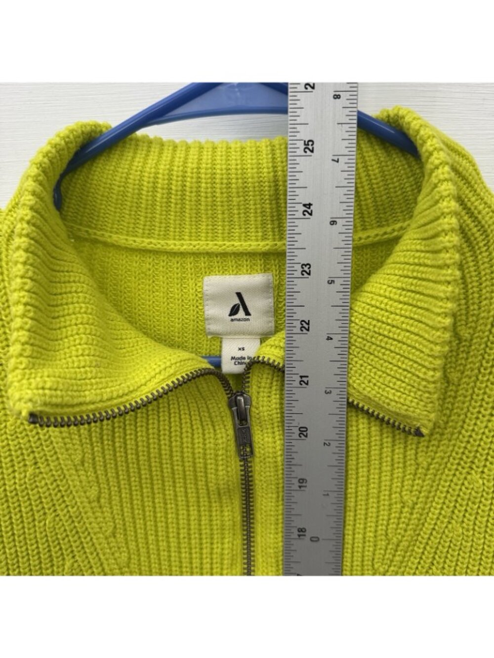 Aware Womens XS Lime Green Ribbed Knit Half Zip Pullover Sweater - Picture 8 of 10